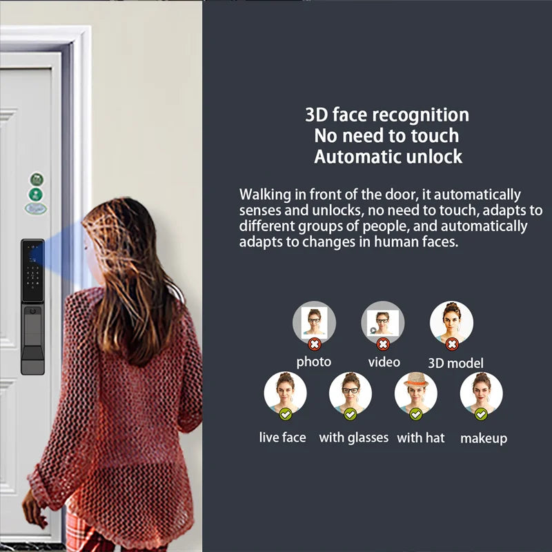 Waterproof Outdoor Smart Lock Wifi Alexa Tuya APP Aluminium Alloy Material Fingerprint Password Smart Door Lock With Camera