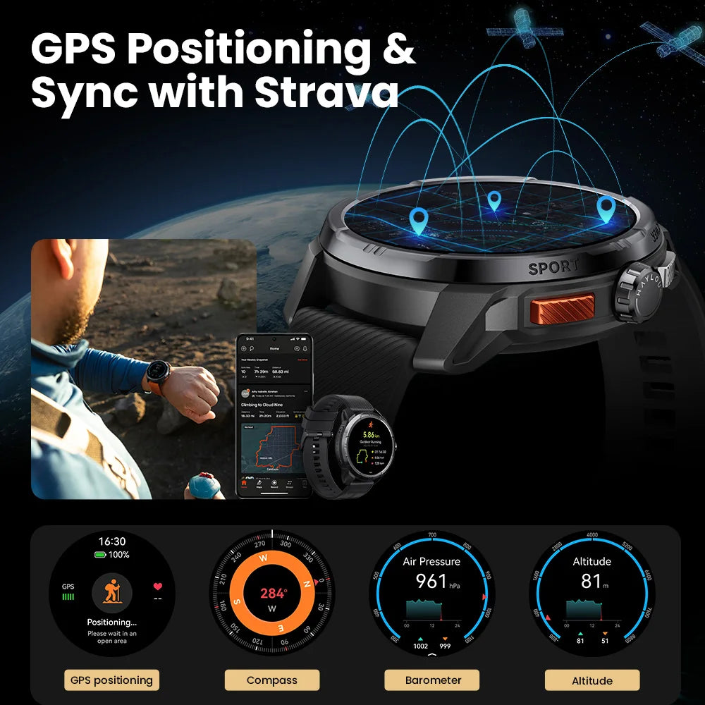 HAYLOU Solar Ultra GPS Smart Watch 1.6” AMOLED Display 60Hz Refresh Rate Bluetooth Calls 5ATM Water Resistance Sports Smartwatc