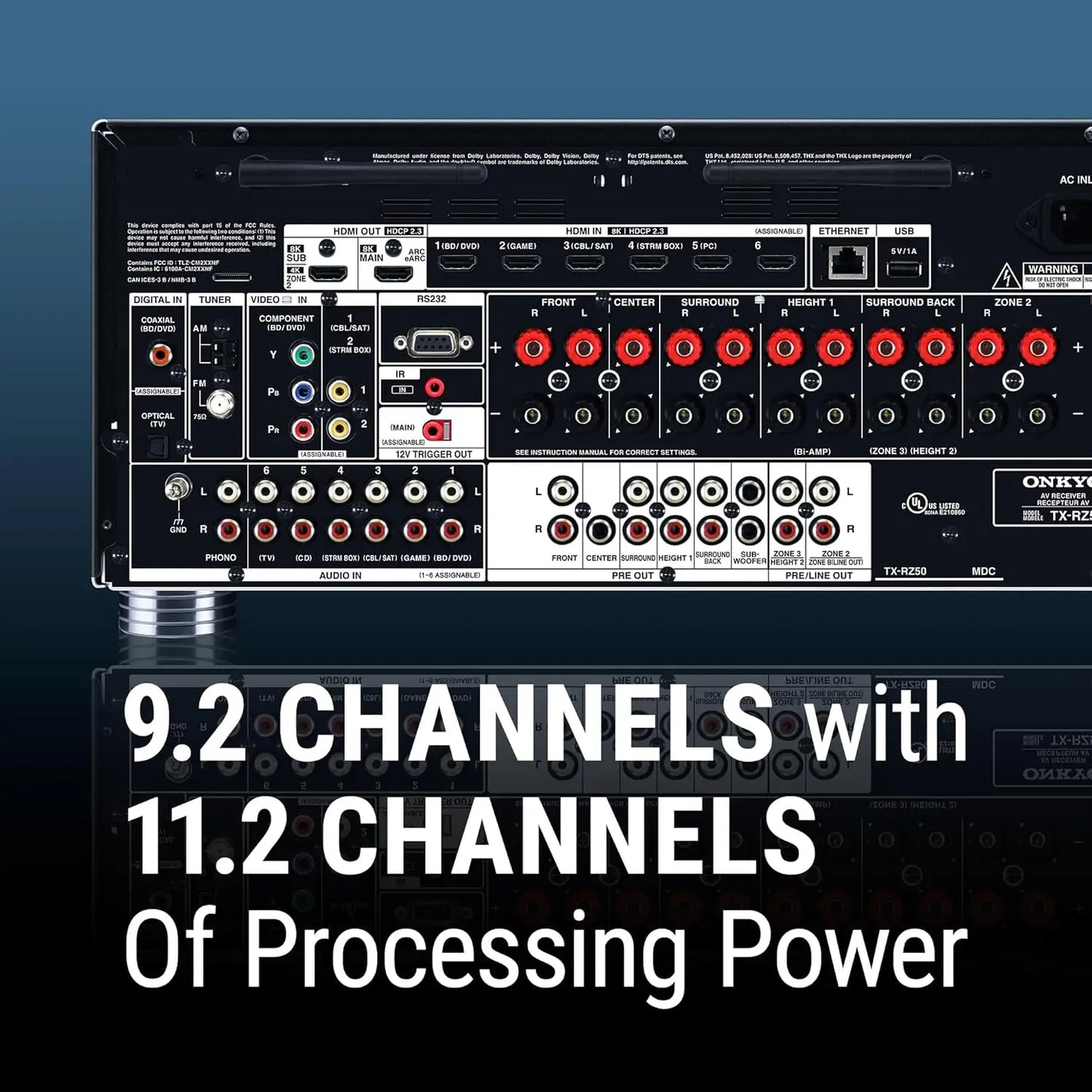 TX-RZ50 9.2-Channel AV Receiver - 120 Watts Per Channel, Dirac Live Out of Box, THX Certified and More