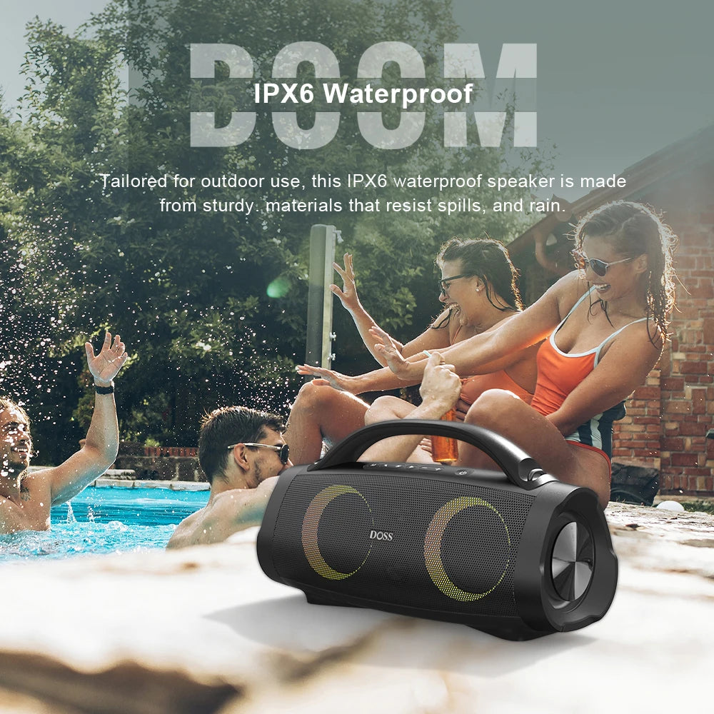 DOSS Portable Bluetooth Speaker Powerful 100W Stereo Sound Bass Subwoofer Sound Box TWS IPX6 Waterproof Outdoor Wireless Speaker