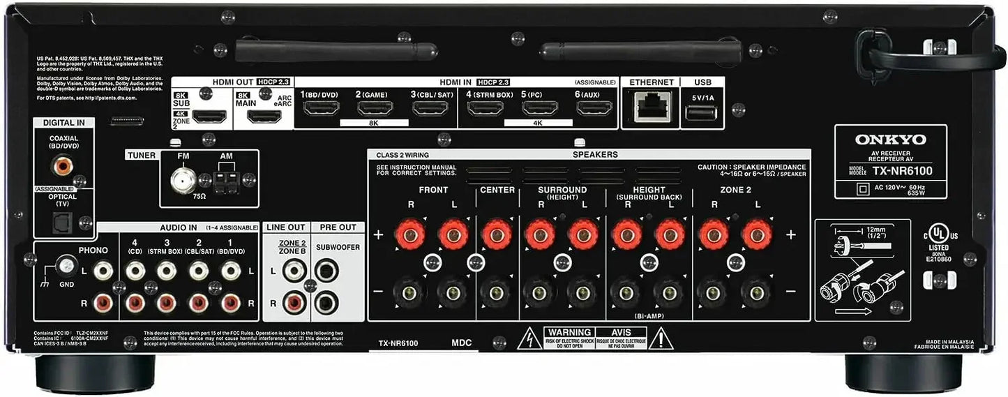 TX-NR6100 7.2 Channel 8K Smart AV Receiver - THX Certified, Works with Sonos Certified,