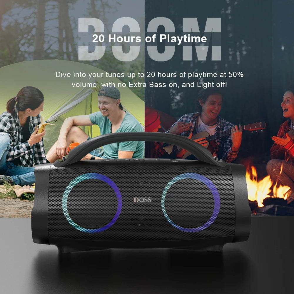 DOSS Portable Bluetooth Speaker Powerful 100W Stereo Sound Bass Subwoofer Sound Box TWS IPX6 Waterproof Outdoor Wireless Speaker