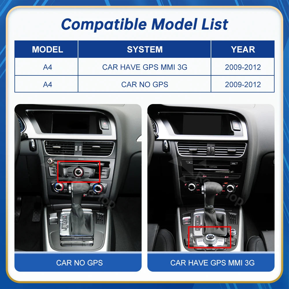 8.9 Inch 12.3'' Touch Display Multimedia Player Andriod Auto Link For Audi A4 S4 B8 2008-2012 GPS Carplay Screen Car Play
