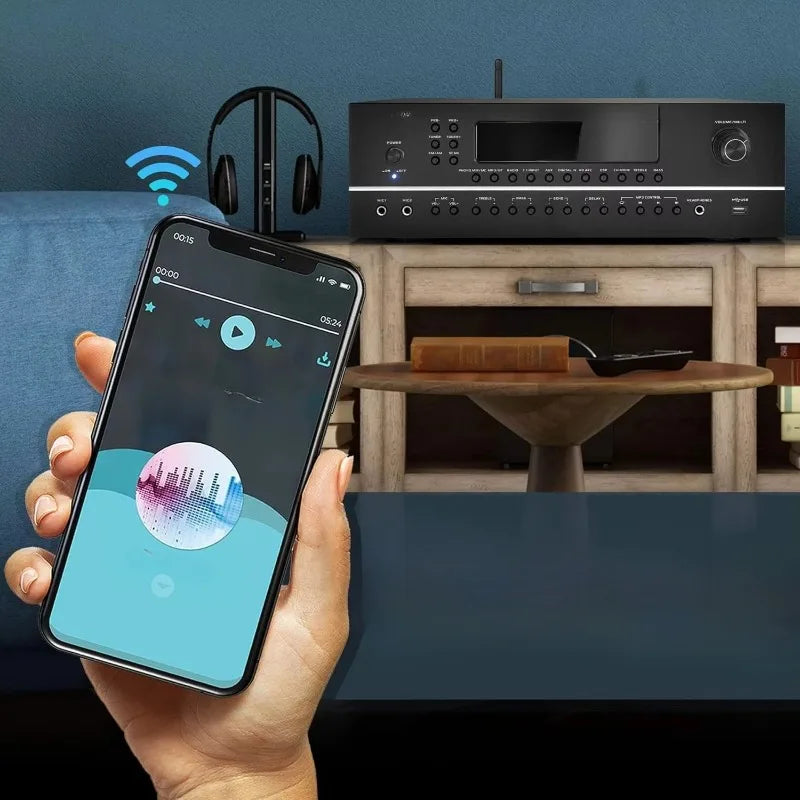 new 7.1-Channel Hi-Fi Bluetooth Stereo Amplifier - 2000 Watt AV Home Theater Speaker Subwoofer Surround Sound Receiver w/ Radio