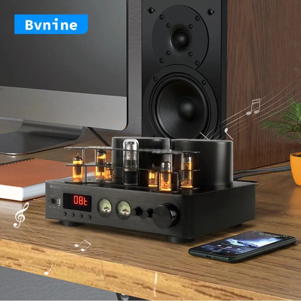 200W+200W High Power Hifi Fever Tube Amplifier Pre-stage Auido Speaker Bluetooth 5.0 Support 4-8Ω speaker Amplifier Home Theater