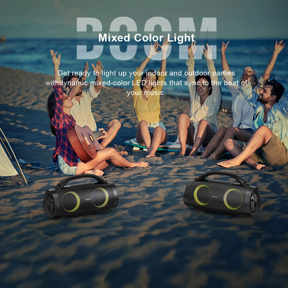 DOSS Portable Bluetooth Speaker Powerful 100W Stereo Sound Bass Subwoofer Sound Box TWS IPX6 Waterproof Outdoor Wireless Speaker