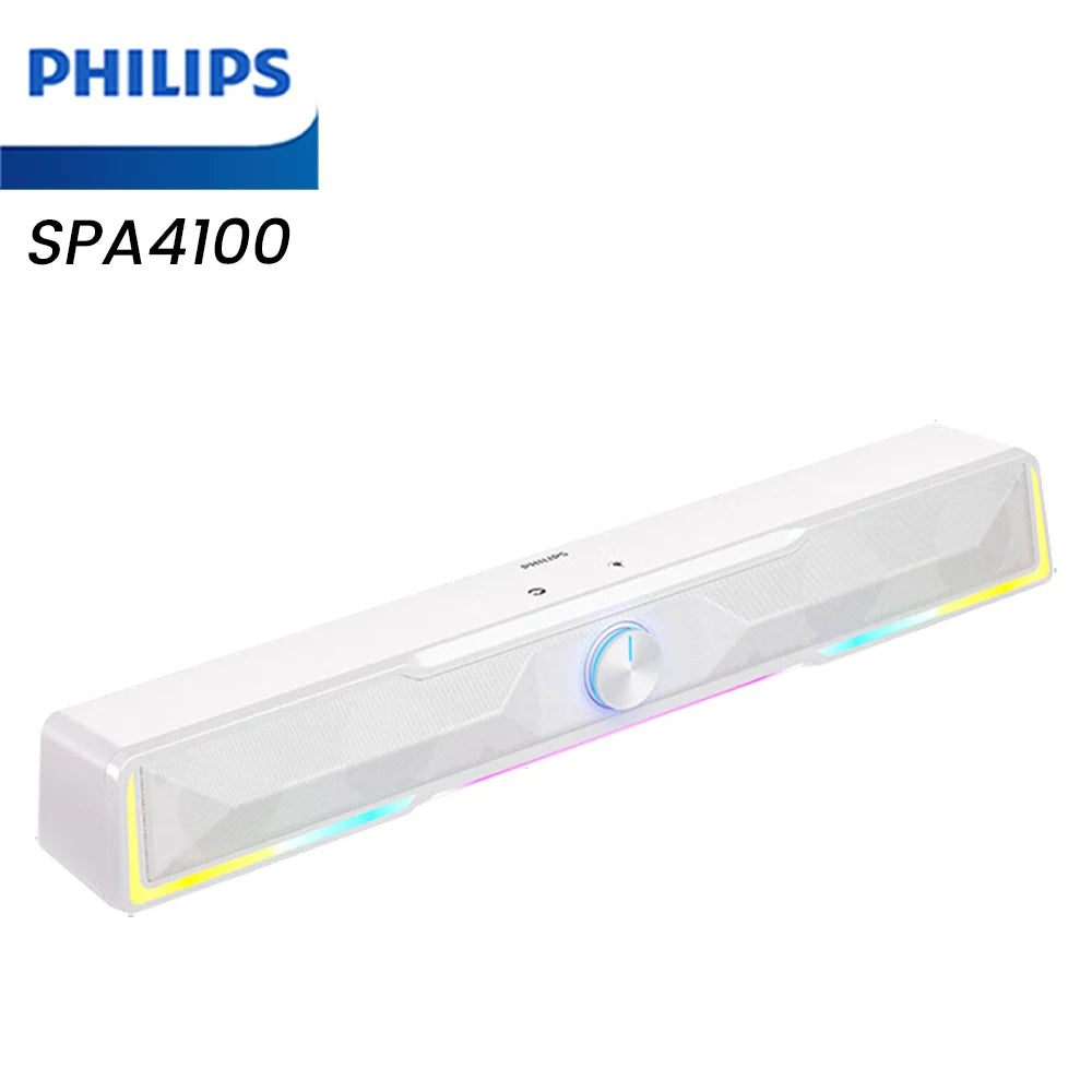 PHILIPS SPA4100 Soundbar Simple Design 52mm Driver Unit Stereo Environment Featuring RGB Light Strips And Independent Knobs