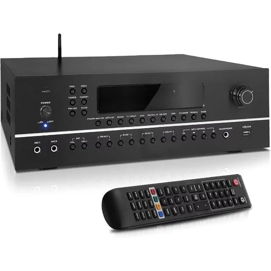 new 7.1-Channel Hi-Fi Bluetooth Stereo Amplifier - 2000 Watt AV Home Theater Speaker Subwoofer Surround Sound Receiver w/ Radio