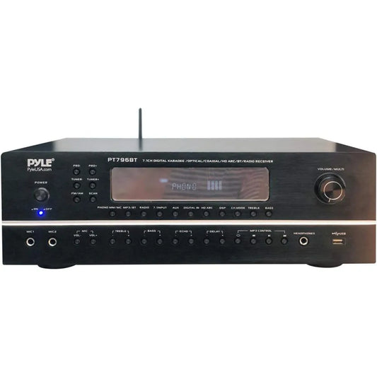 2000W 7.1-Channel Hi-Fi Bluetooth 5.0 Stereo Amplifier - AV Home Theater Receiver with Radio