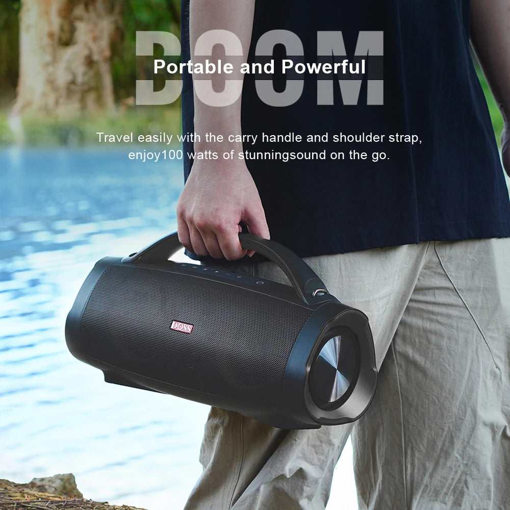 DOSS Portable Bluetooth Speaker Powerful 100W Stereo Sound Bass Subwoofer Sound Box TWS IPX6 Waterproof Outdoor Wireless Speaker