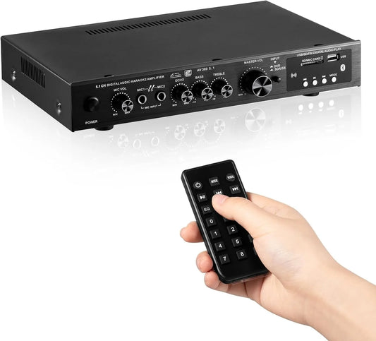Bluetooth 5.1 Stereo Audio Amplifier Receiver 6 Channel Home Theater Audio Stereo System Components Home Amplifier FM Radio